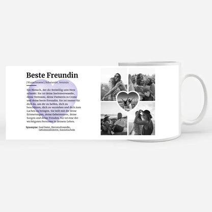 Tasse personalisiert Definition Beste Freundin Mit Name und 5 Fotos