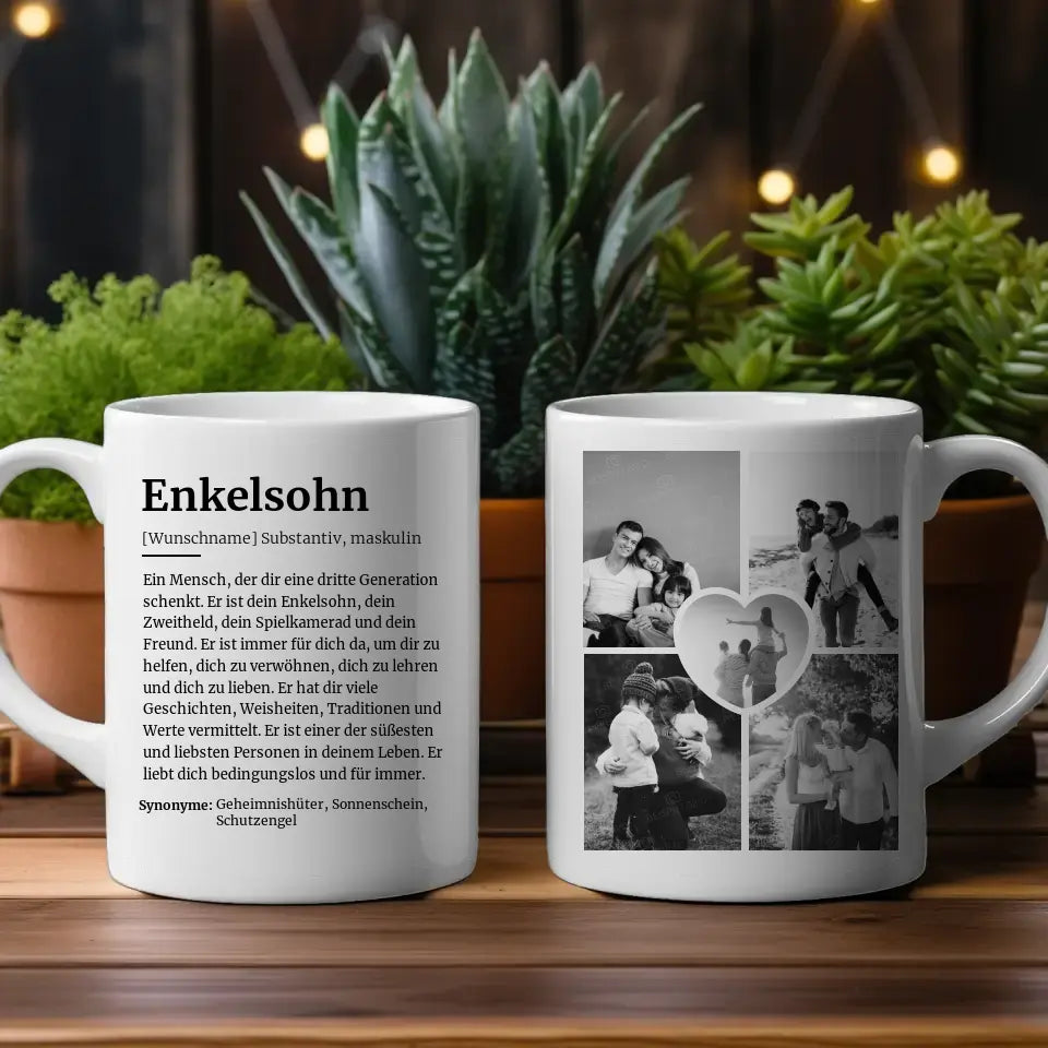 Geschenk Tasse Enkelsohn Schöne Definition Mit Name und 5 Fotos