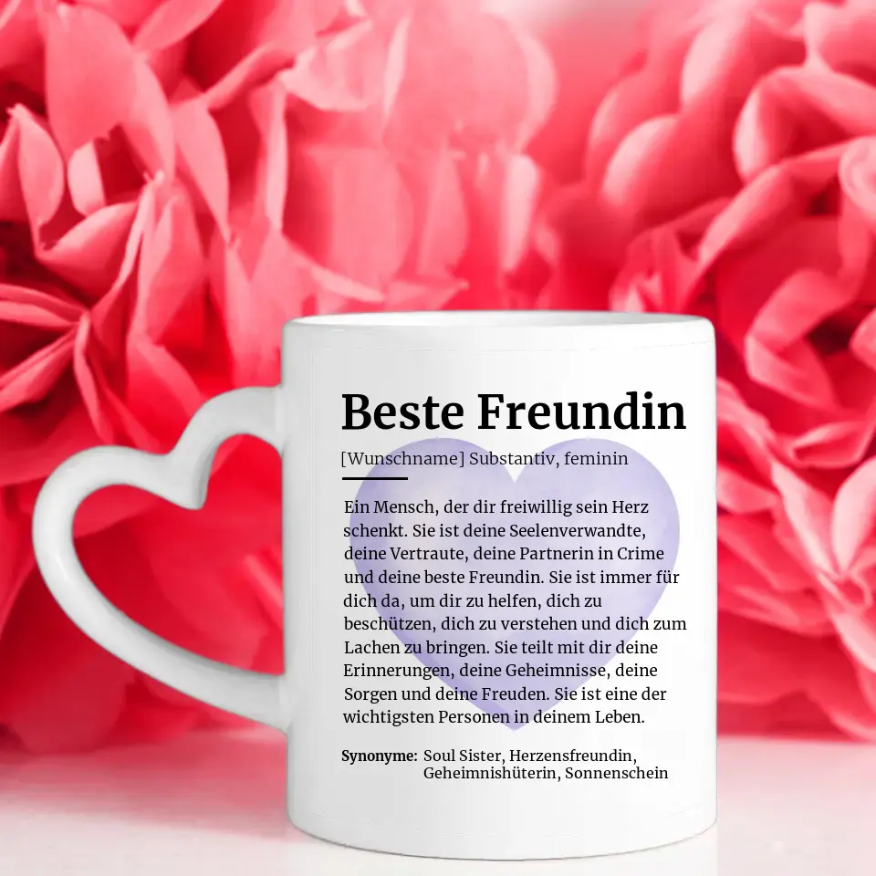 Tasse personalisiert Definition Beste Freundin Mit Name und 5 Fotos