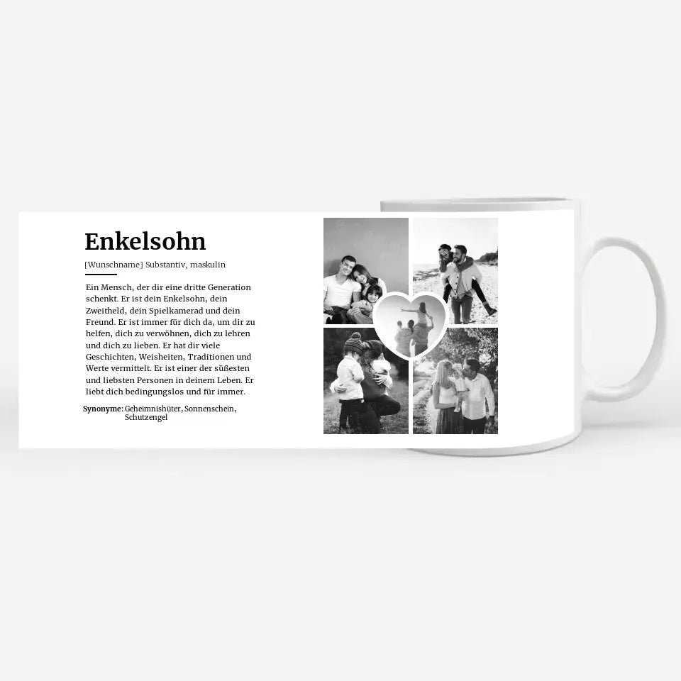 Geschenk Tasse Enkelsohn Schöne Definition Mit Name und 5 Fotos