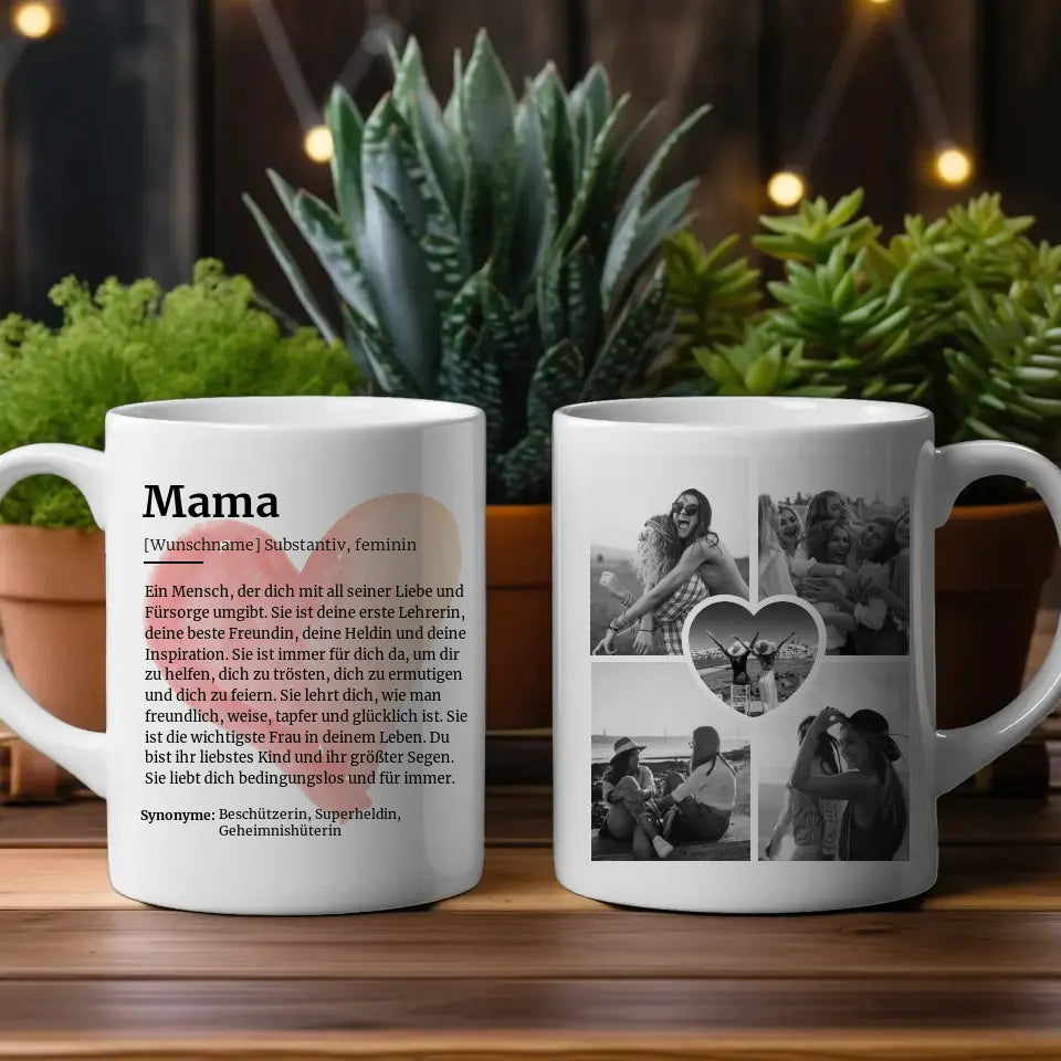 Tassen Geschenk Personalisiert Mama Definition Mit Name und 5 Fotos