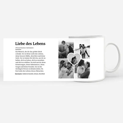 Personalisierte Tasse Definition Liebe des Lebens Mit Name und 5 Fotos