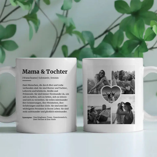 Tasse personalisiert Mama & Tochter Schöne Definition Mit Name & 5 Fotos