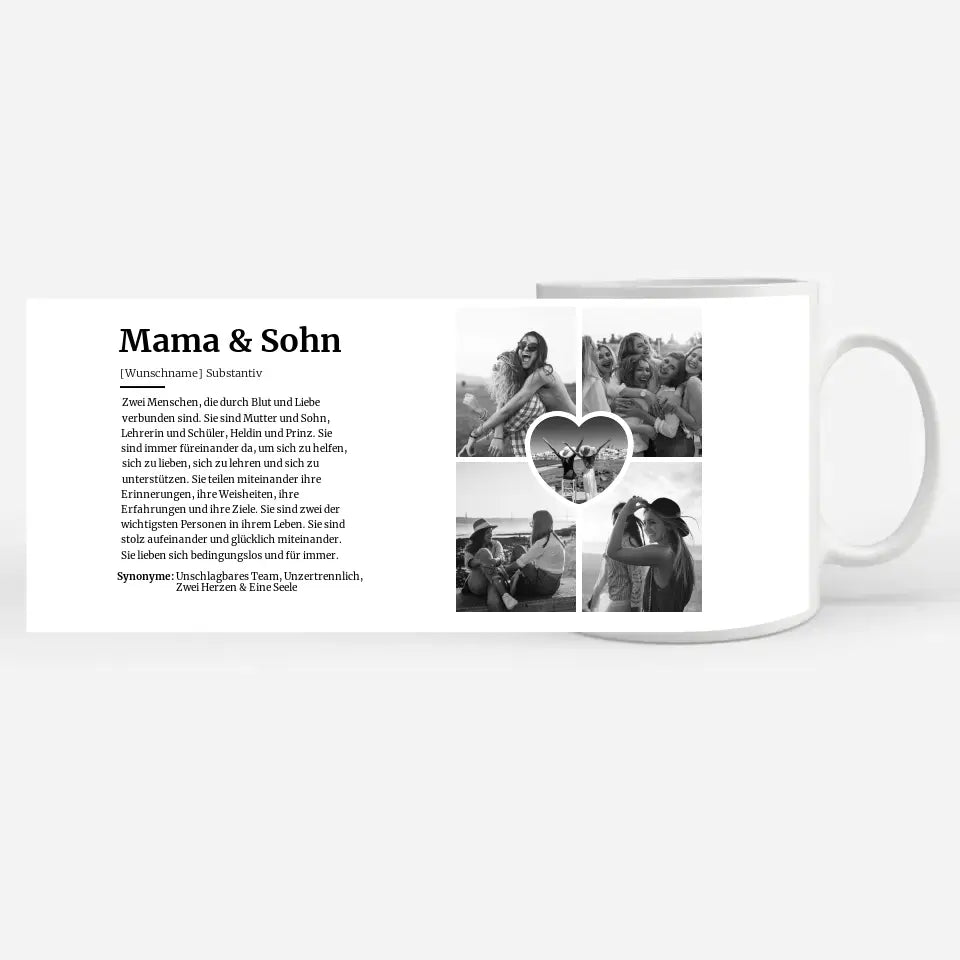 Geschenk Tasse Schöne Definition Mama & Sohn Mit Name und 5 Fotos