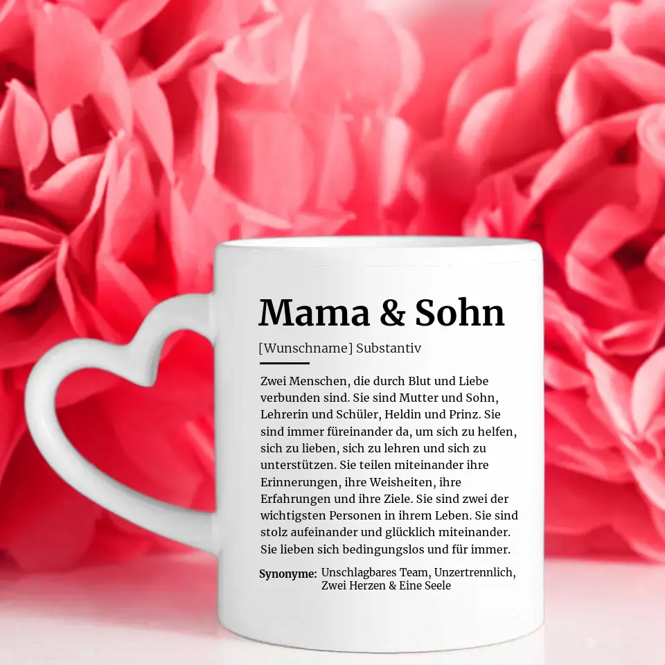 Geschenk Tasse Schöne Definition Mama & Sohn Mit Name und 5 Fotos