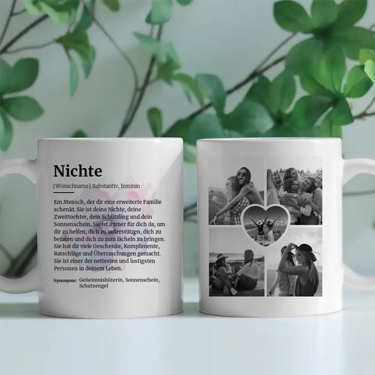 Tassen Geschenk Personalisiert Definition Nichte Mit Name und 5 Fotos