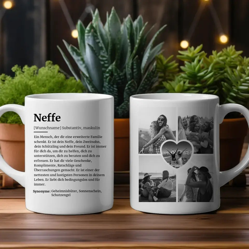 Personalisierte Tasse Definitions Tasse Neffe Mit Name und 5 Fotos