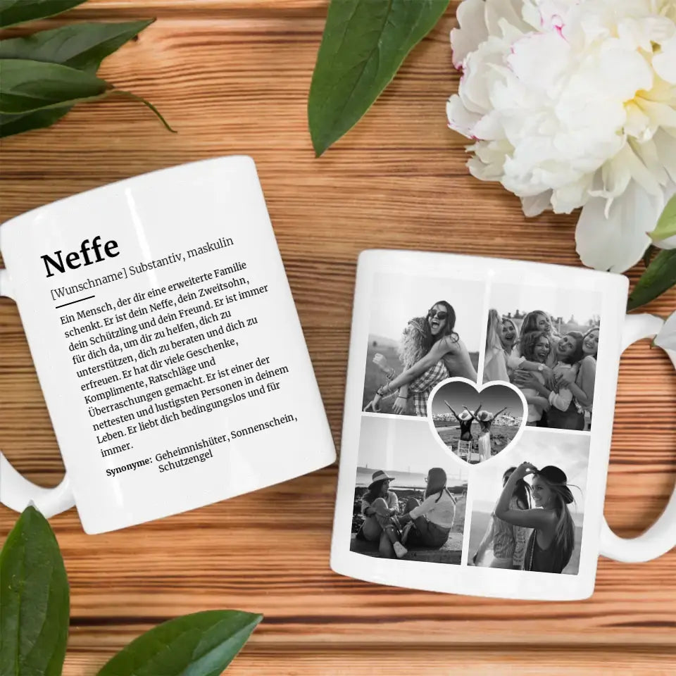 Personalisierte Tasse Definitions Tasse Neffe Mit Name und 5 Fotos