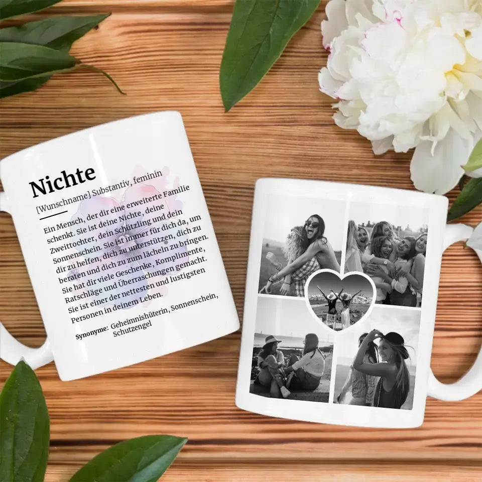 Tassen Geschenk Personalisiert Definition Nichte Mit Name und 5 Fotos