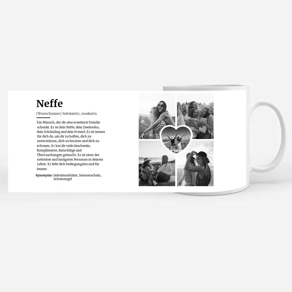 Personalisierte Tasse Definitions Tasse Neffe Mit Name und 5 Fotos