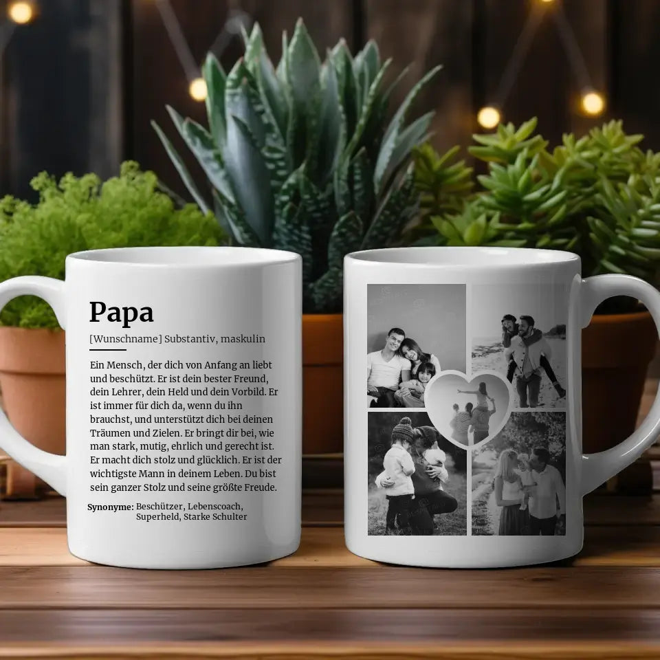 Tassen Geschenk Personalisiert Definitions Tasse Papa Mit Name & 5 Fotos