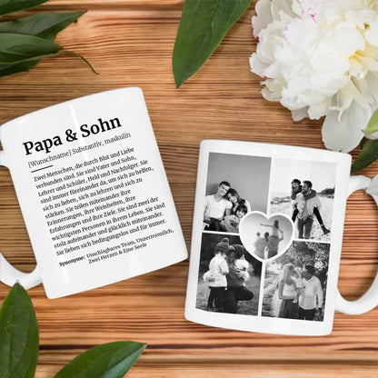 Geschenk Tasse Definition Papa & Sohn Mit Name und 5 Fotos