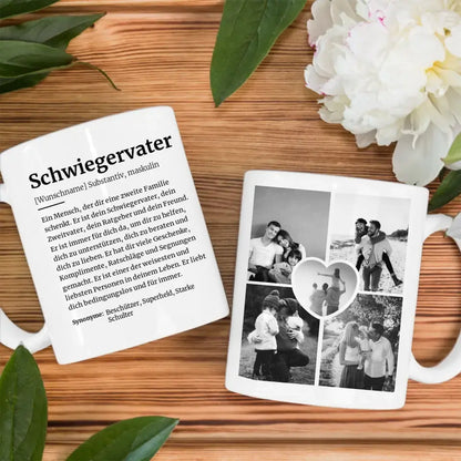 Geschenk Tasse Definitions Tasse Schwiegervater Mit Name und 5 Fotos