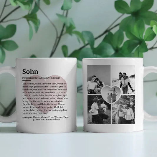 Personalisierte Tasse Sohn Definition Mit Name und 5 Fotos