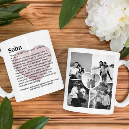 Personalisierte Tasse Sohn Definition Mit Name und 5 Fotos