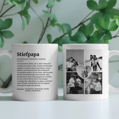 Geschenk Tasse Stiefpapa Schöne Definition Mit Name und 5 Fotos