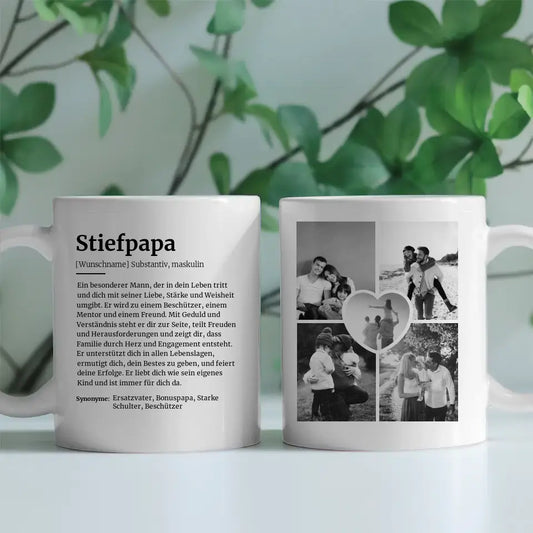 Geschenk Tasse Stiefpapa Schöne Definition Mit Name und 5 Fotos