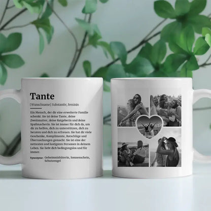 Tasse personalisiert Definitions Tasse Tante Mit Name und 5 Fotos