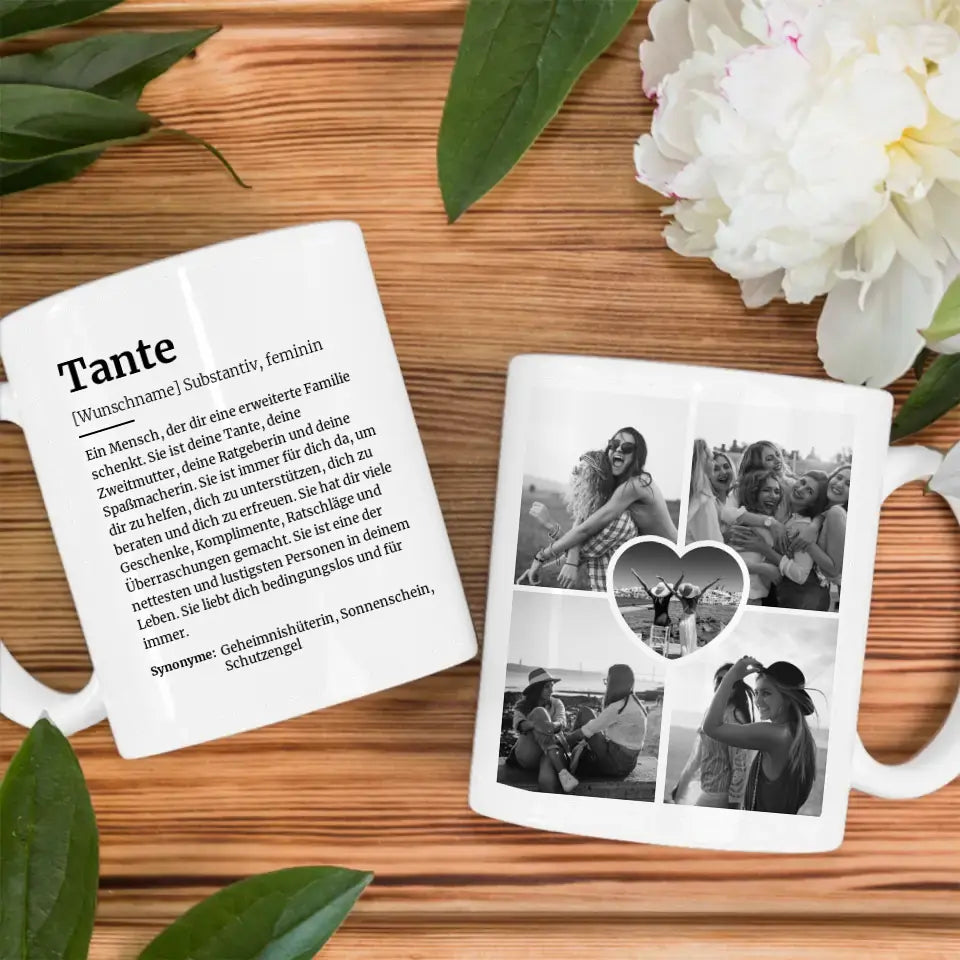 Tasse personalisiert Definitions Tasse Tante Mit Name und 5 Fotos