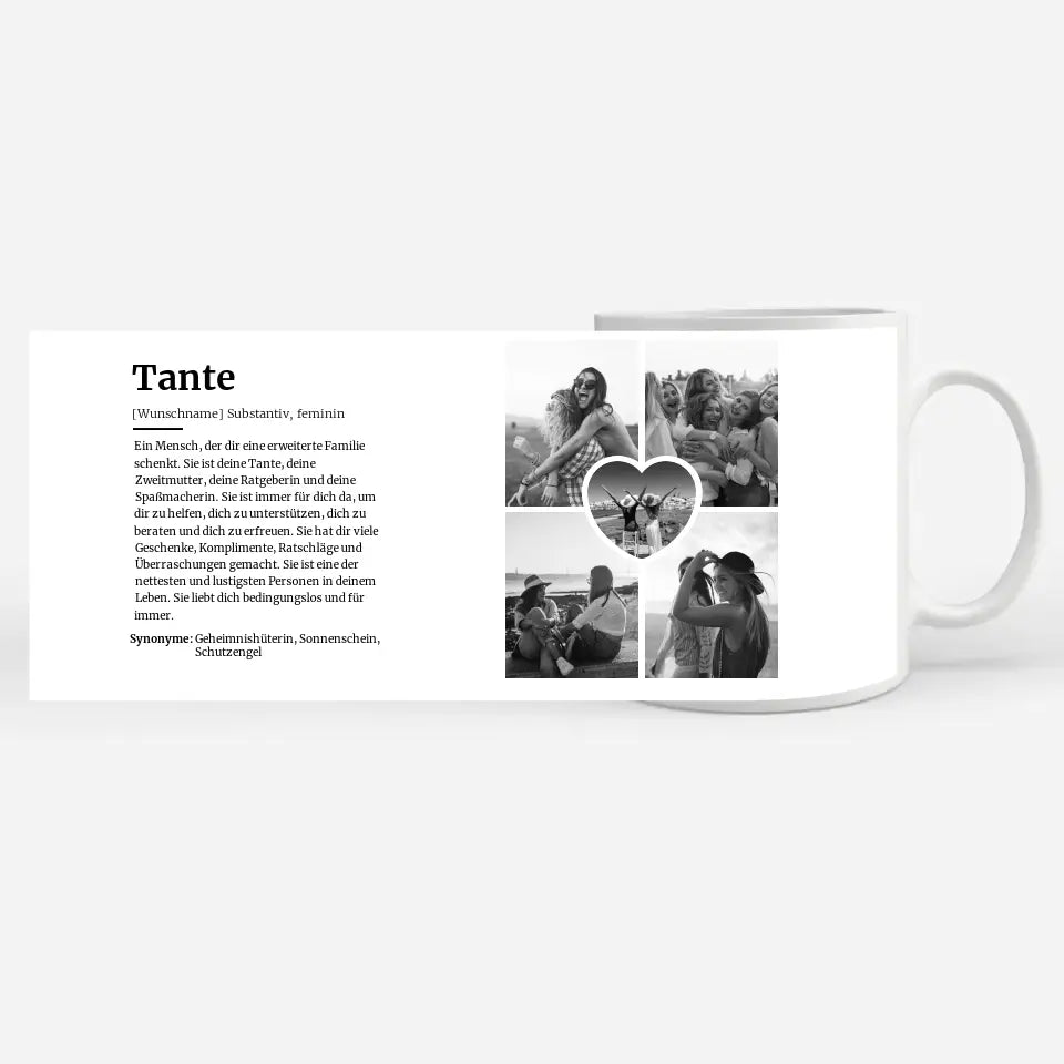 Tasse personalisiert Definitions Tasse Tante Mit Name und 5 Fotos