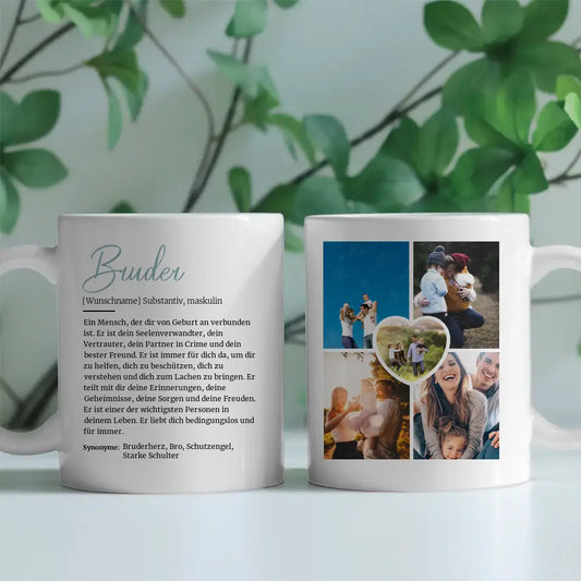 Geschenk Tasse Bruder Definition mit Fotos und Name