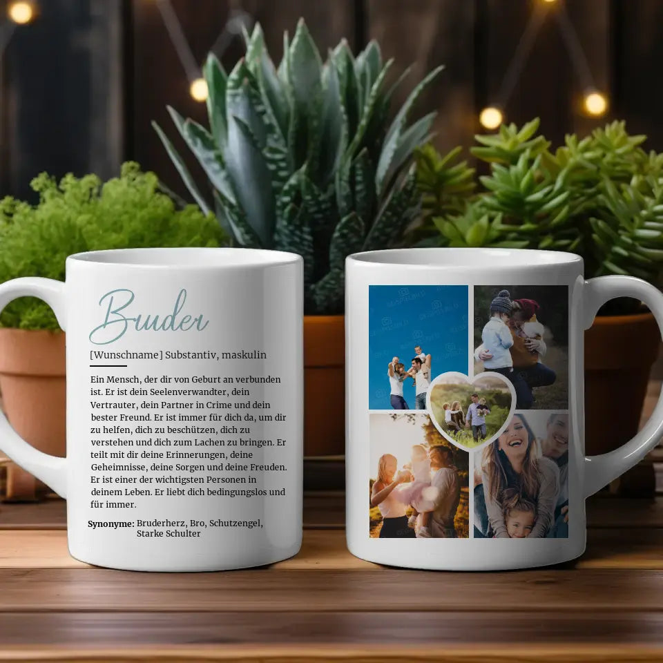 Geschenk Tasse Bruder Definition mit Fotos und Name