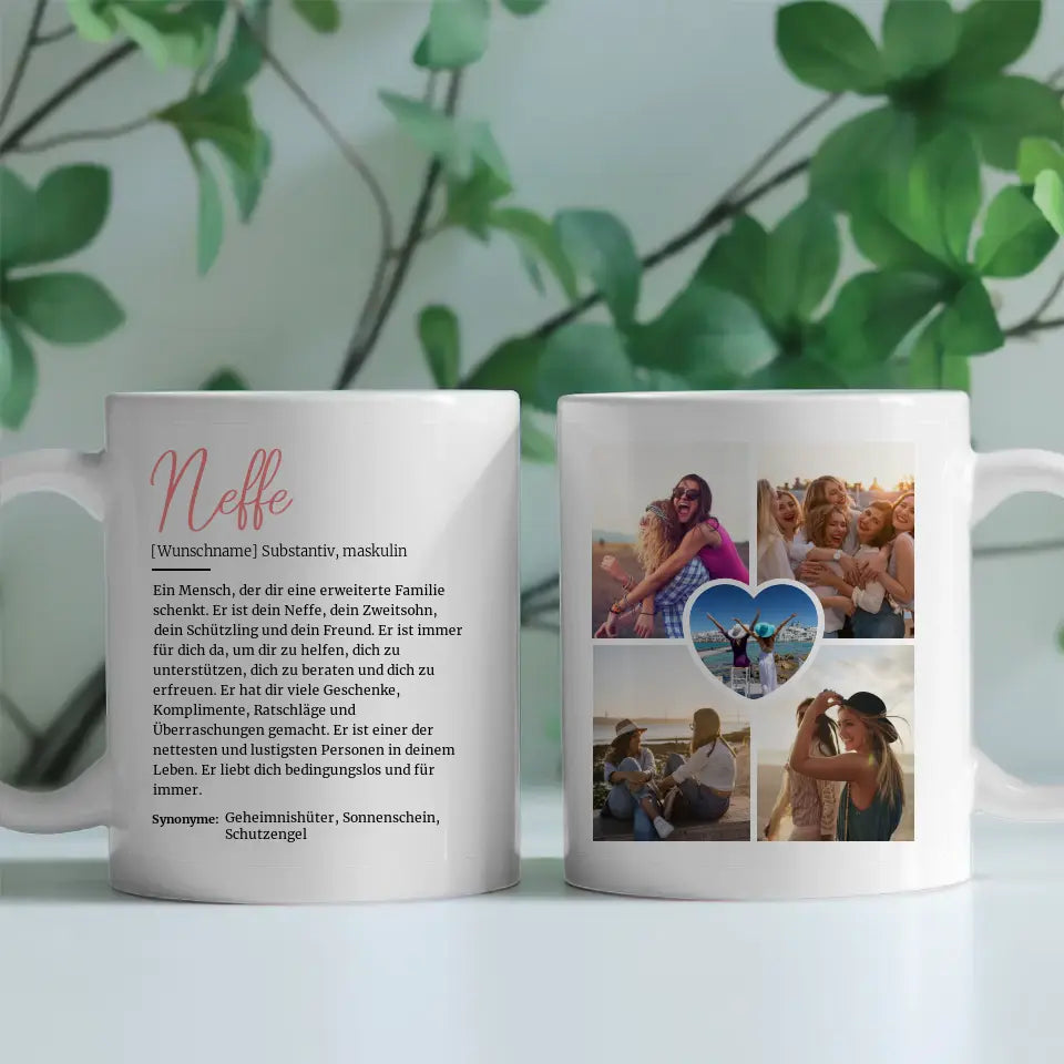 Geschenk Tasse Definitions Tasse Neffe mit Fotos und Name