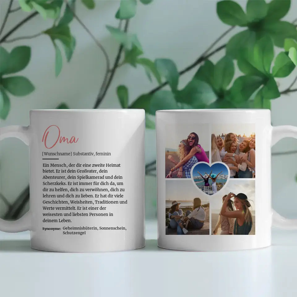 Personalisierte Tasse Oma Definition mit Fotos und Name