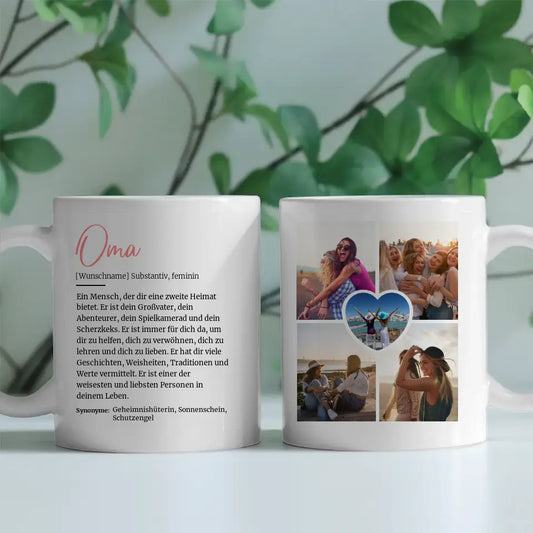 Personalisierte Tasse Oma Definition mit Fotos und Name