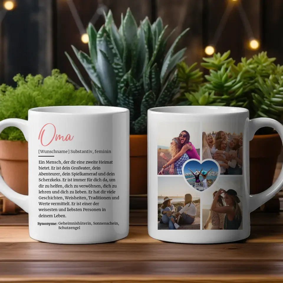 Personalisierte Tasse Oma Definition mit Fotos und Name