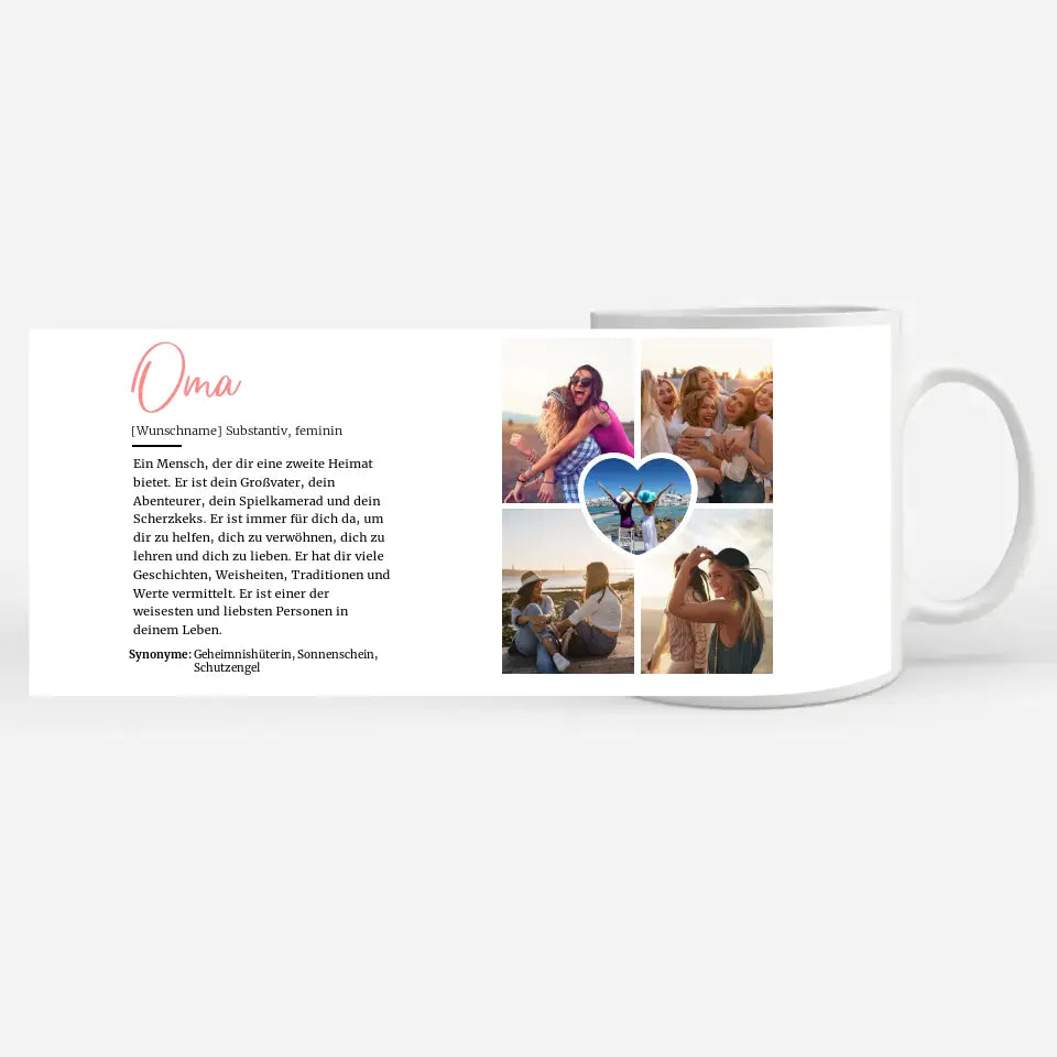 Personalisierte Tasse Oma Definition mit Fotos und Name