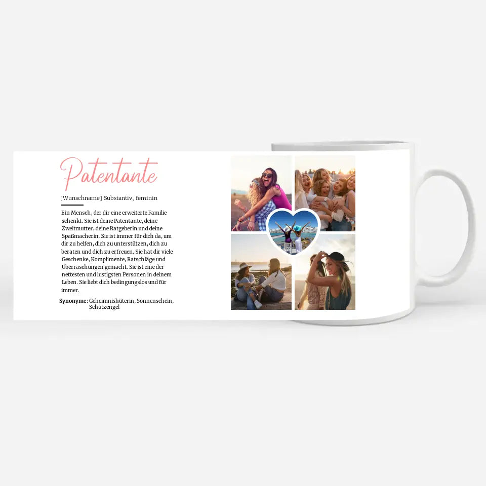 Geschenk Tasse Schöne Definition Patentante mit Fotos und Name