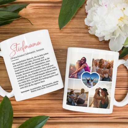 Tasse personalisiert Schöne Definition Stiefmama mit Fotos und Name