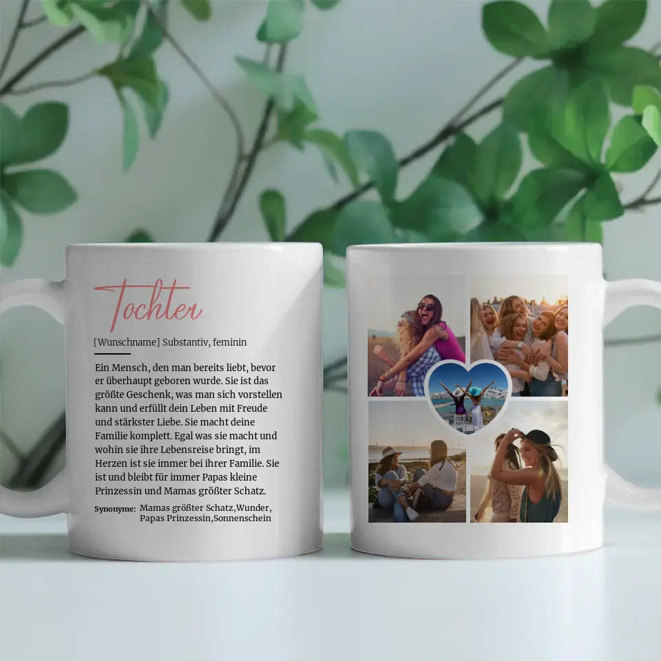 Geschenk Tasse Definition Tochter mit Fotos und Name