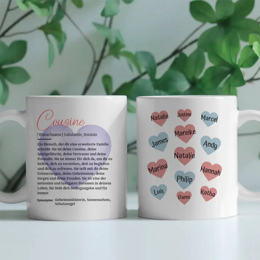 Tassen Geschenk Personalisiert Schöne Definition Cousine mit Namen