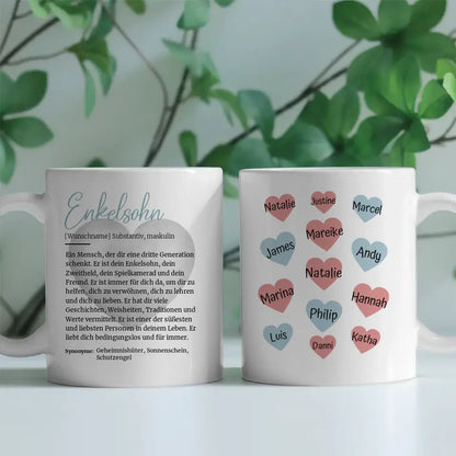 Geschenk Tasse Enkelsohn Schöne Definition mit bis zu 13 Namen