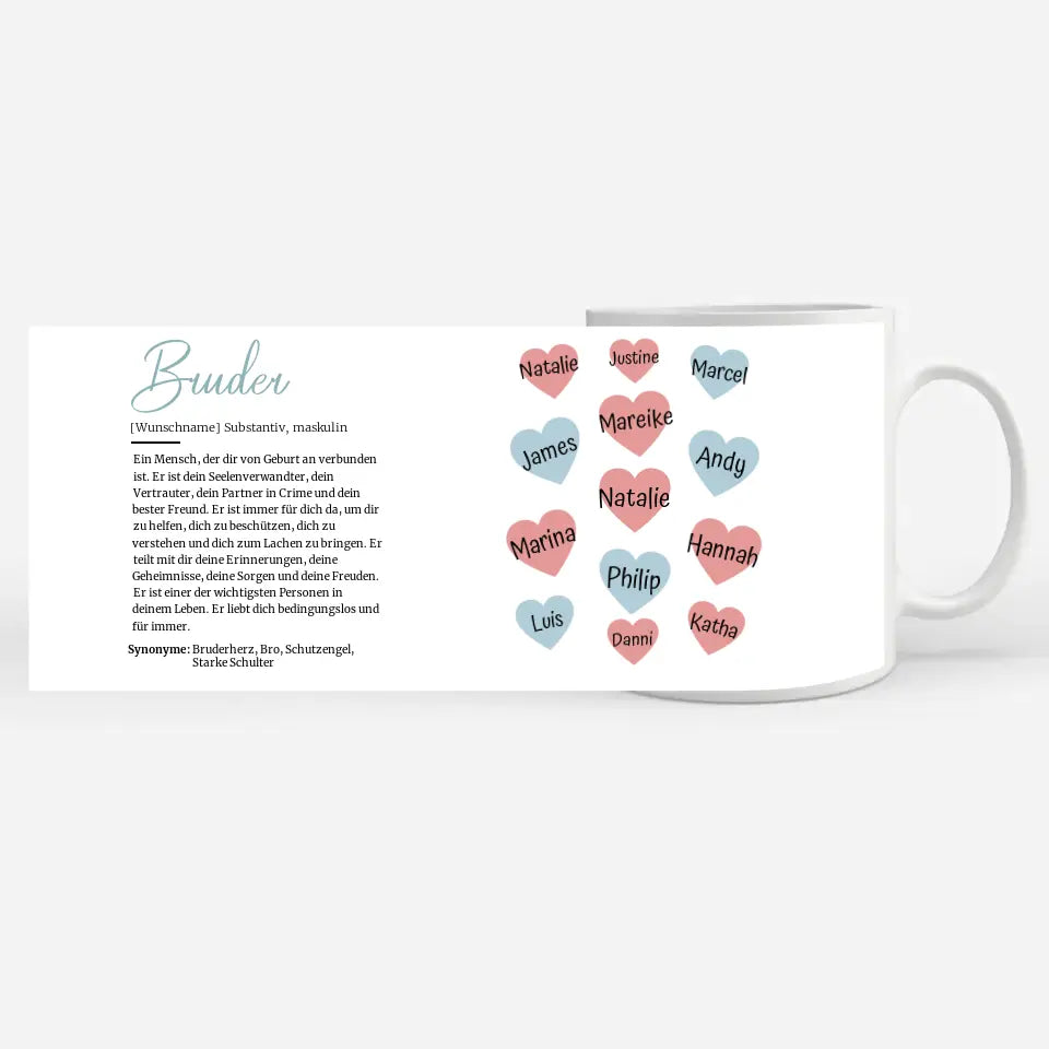 Personalisierte Tasse Bruder Definition mit 13 Namen