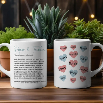 Geschenk Tasse Definition Papa & Tochter mit bis zu 13 Namen