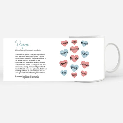 Personalisierte Tasse Papa Schöne Definition mit 13 Namen
