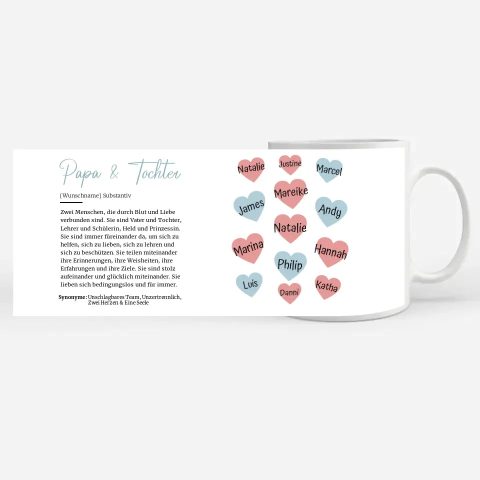 Geschenk Tasse Definition Papa & Tochter mit bis zu 13 Namen