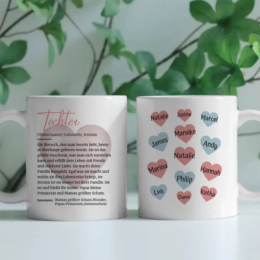 Geschenk Tasse Tochter Schöne Definition mit Namen auf Herzen