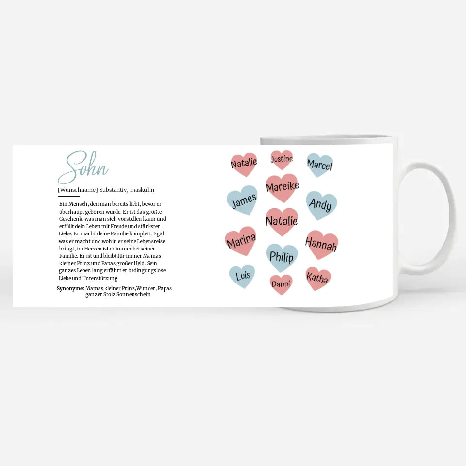 Geschenk Tasse Definitions Tasse Sohn mit 13 Namen