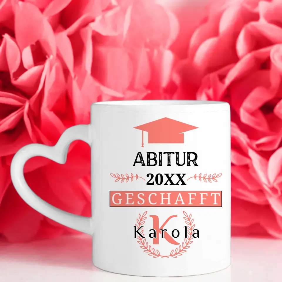 Abitur Abschluss Tasse mit Name Rosa Rot