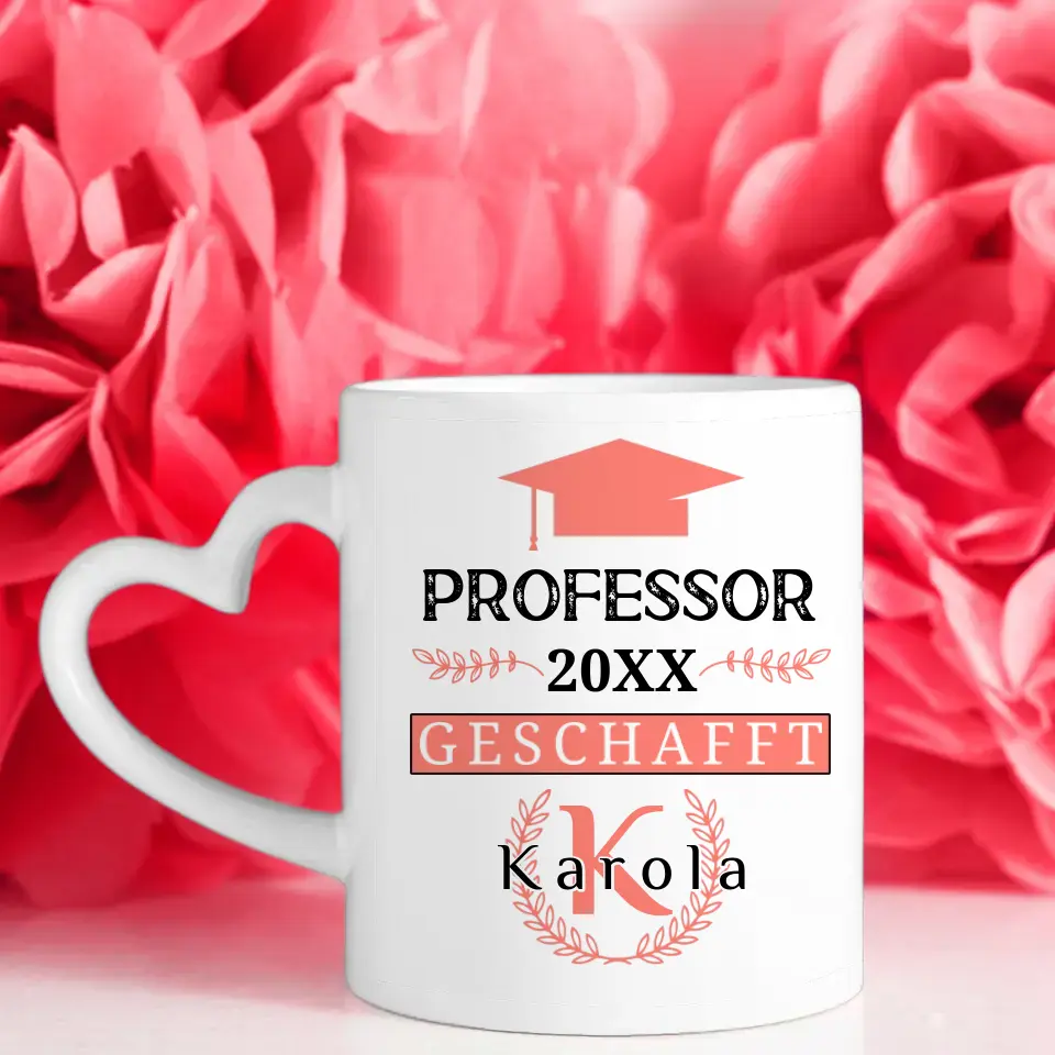 Professor Abschluss Tasse mit Name Rosa Rot