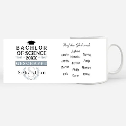 Geschenk Abschluss Tasse zum Bachlor of Science mit Name Studium