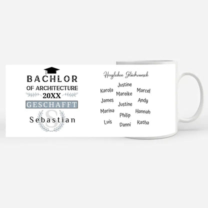 Geschenk Abschluss Tasse zum Bachlor of Architecture mit Name Studium