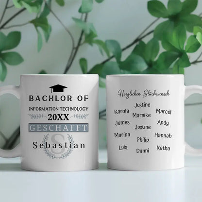 Geschenk Abschluss Tasse Bachlor of Information Technology mit Name