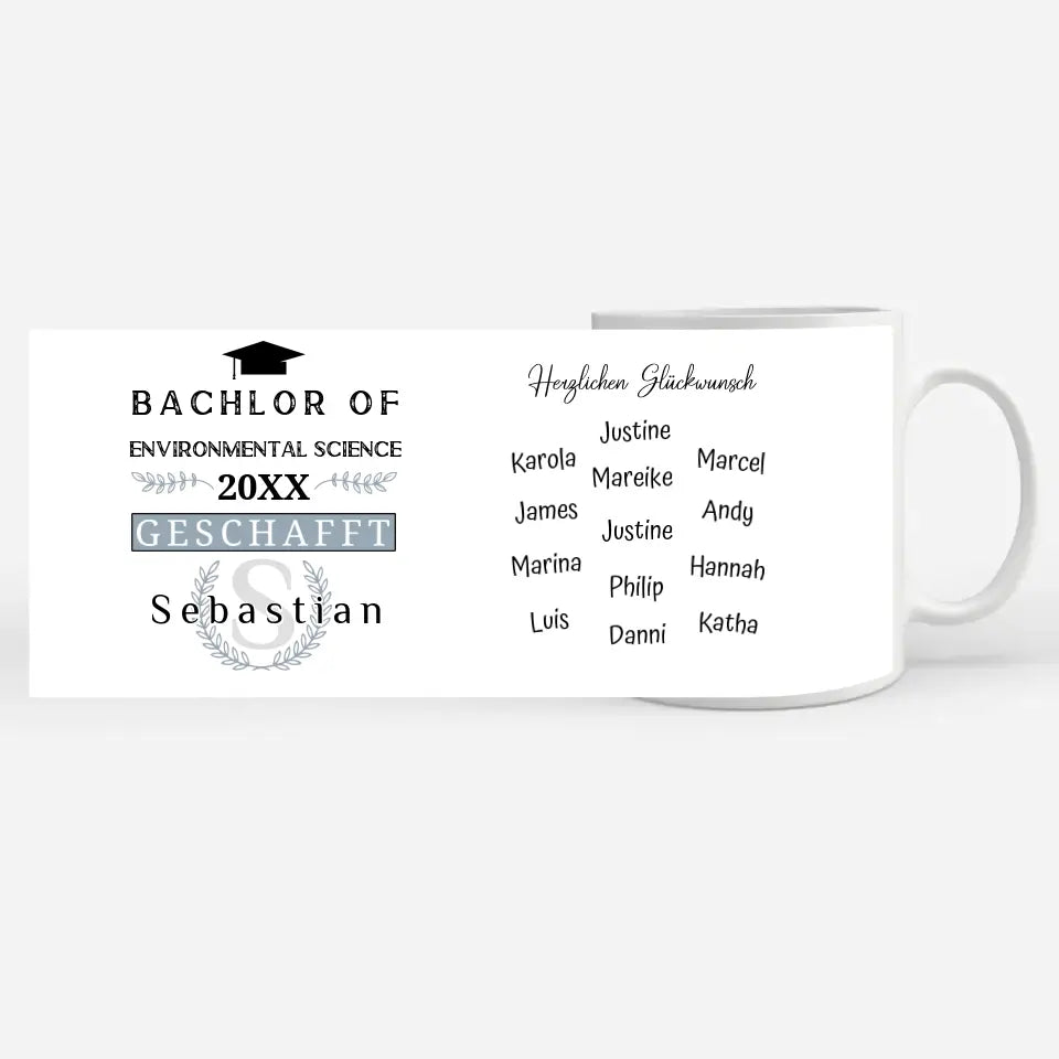 Geschenk Abschluss Tasse Bachlor of Environmental Science mit Name