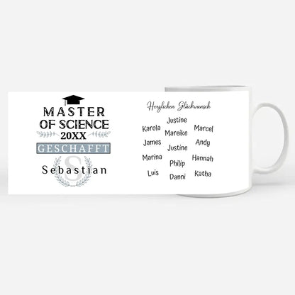 Abschluss Tasse Geschenk Master of Science mit Name Studium