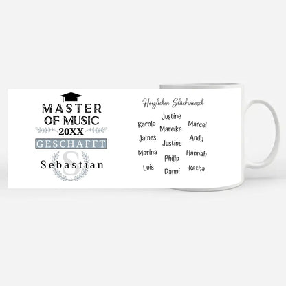 Geschenk Abschluss Tasse zum Master of Music mit Name Studium